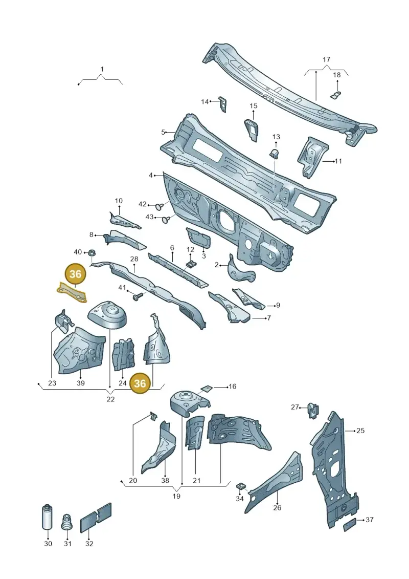 2Q0121409 — Volkswagen T-Cross 1,0 (2018-2024) diagram 587805050, position 36