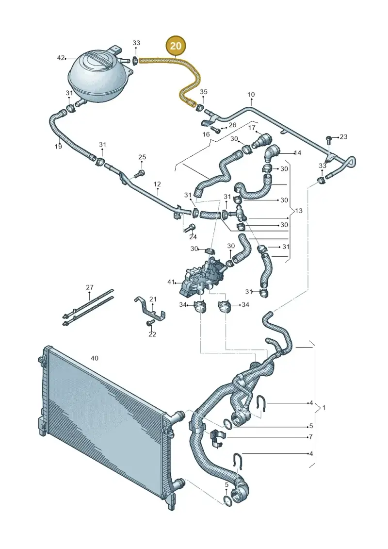 2Q0121447E — Volkswagen Polo 1.0 BlueMotion (2017-2024) diagram 837121300, position 20