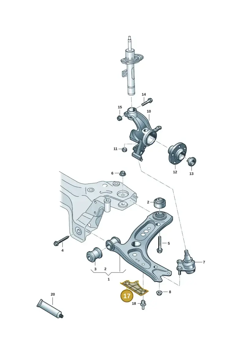 2Q0407117A — Volkswagen Taigo (2021-2024) diagram 2gc407000, position 17