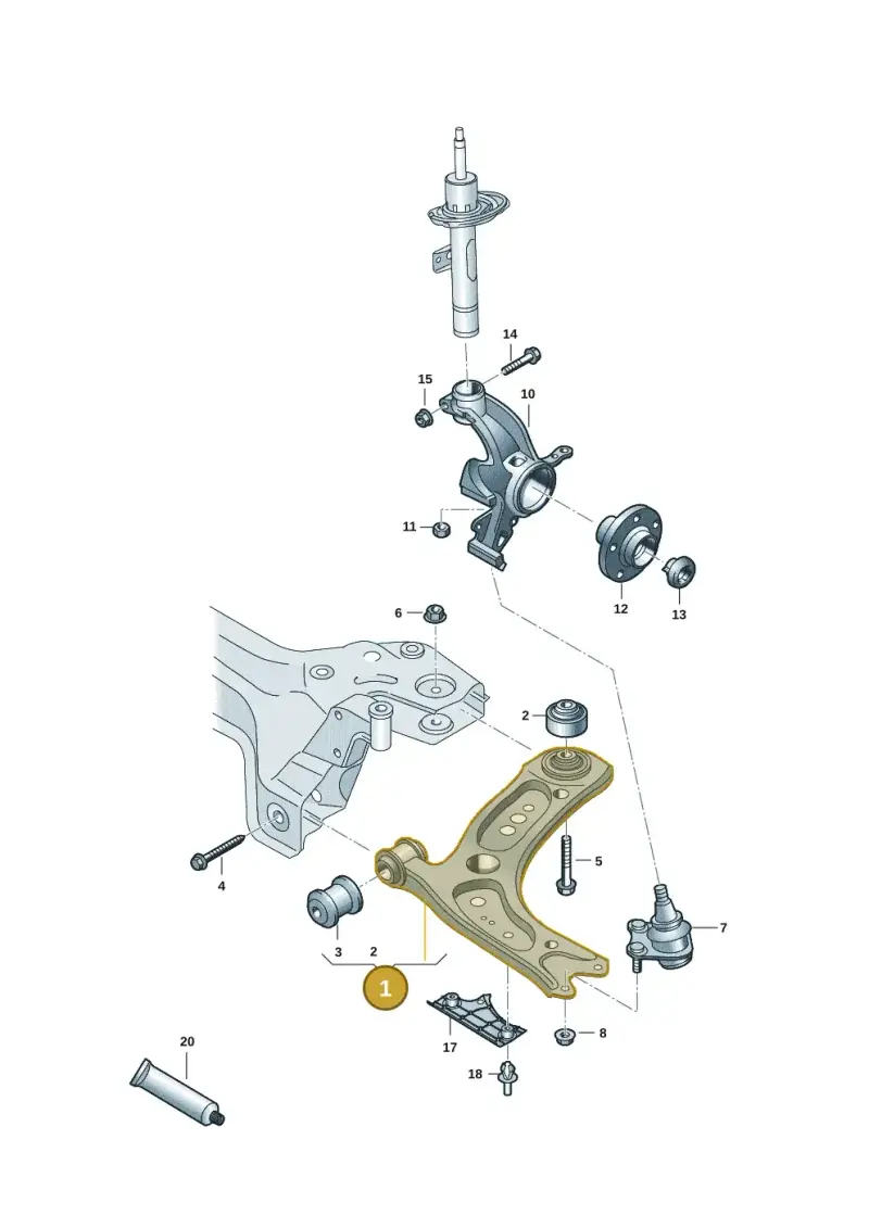 2Q0407151E — Volkswagen Taigo (2021-2024) diagram 2gc407000, position 1