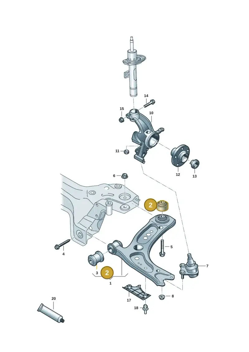 2Q0407183B — Volkswagen T-Cross 1,0 (2018-2024) diagram 2gc407000, position 2