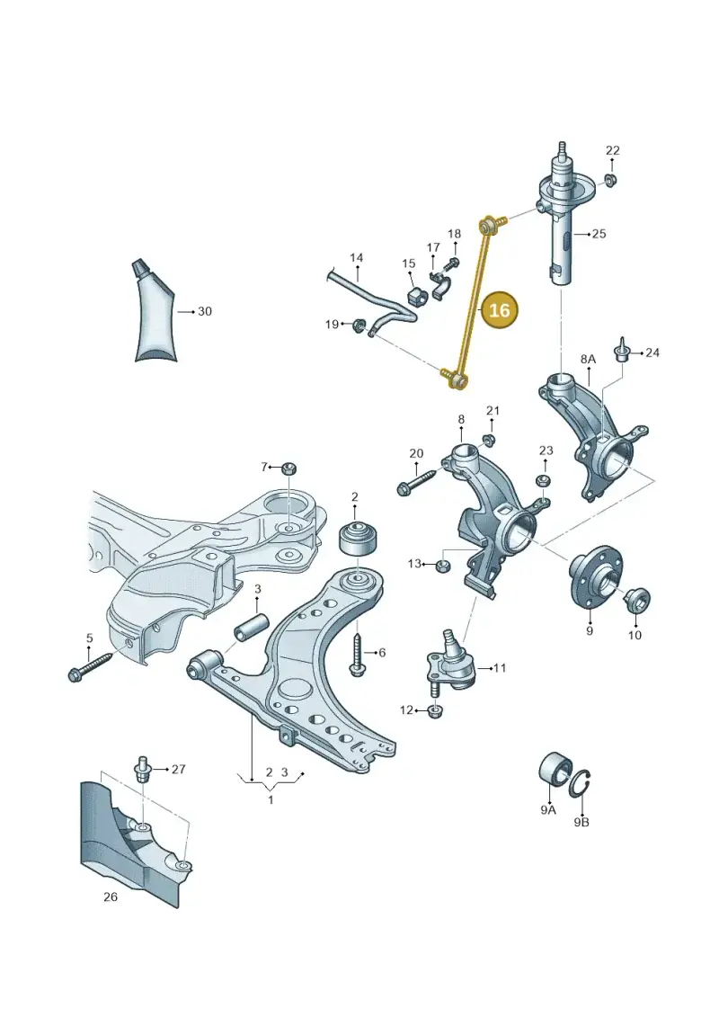 2Q0411315B — Volkswagen Polo (2009-2014) diagram 677407000, position 16