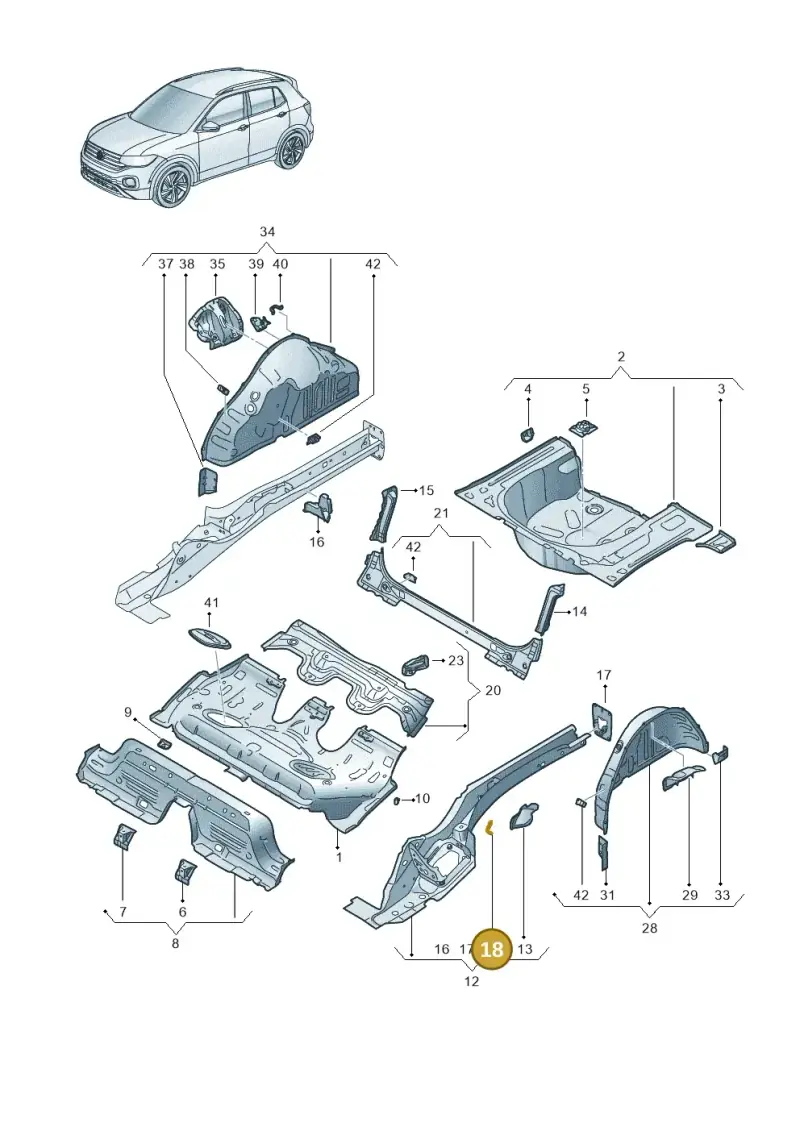 2Q0611794 — Volkswagen T-Cross 1,0 (2018-2024) diagram 587803010, position 18