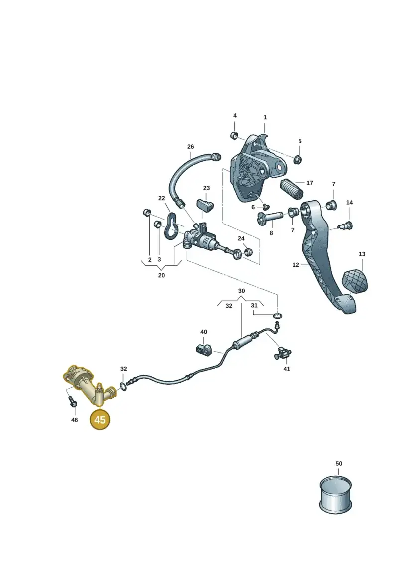 2Q0721261D — Volkswagen Taigo (2021-2024) diagram 2f0721000, position 45
