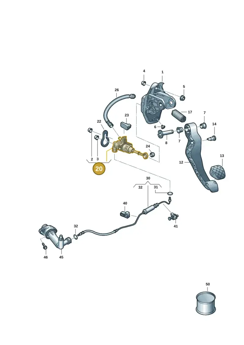 2Q0721405B — Volkswagen Taigo (2021-2024) diagram 2f0721000, position 20