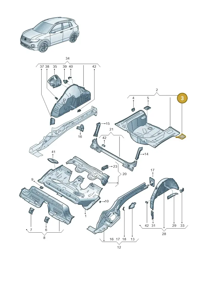 2Q0802091 — Volkswagen T-Cross 1,0 (2018-2024) diagram 587803010, position 3