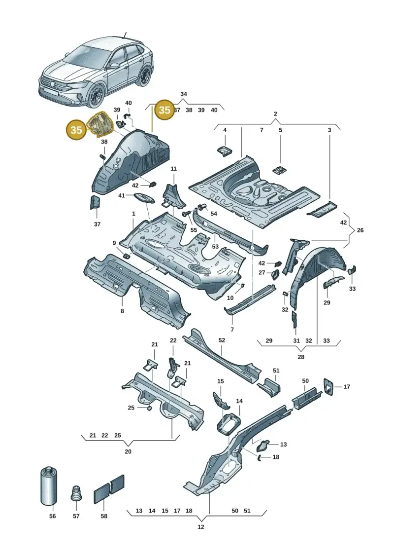 2Q0802192 — Volkswagen Taigo (2021-2024) diagram 2f0803400, position 35