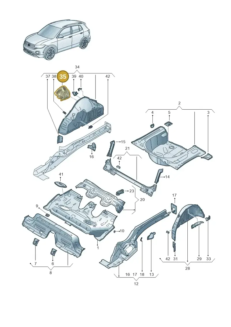 2Q0802192 — Volkswagen T-Cross 1,0 (2018-2024) diagram 587803010, position 35