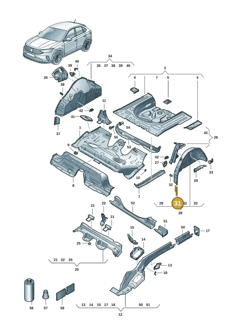 2Q0802397 — Volkswagen Taigo (2021-2024) diagram 2f0803400, position 31