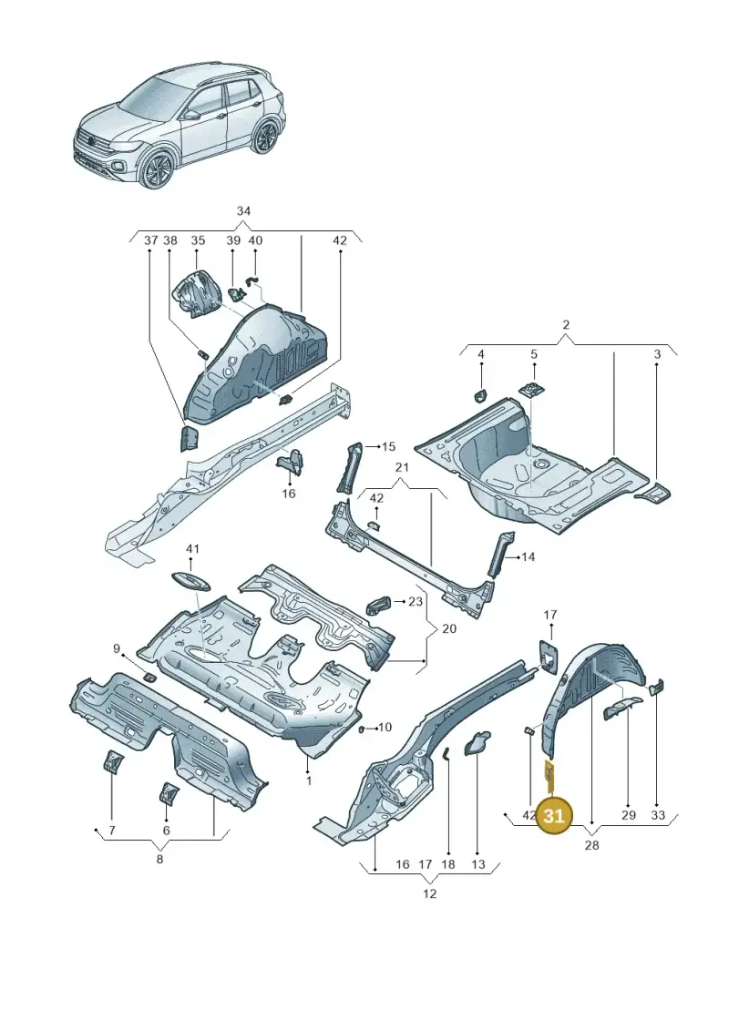 2Q0802397 — Volkswagen T-Cross 1,0 (2018-2024) diagram 587803010, position 31