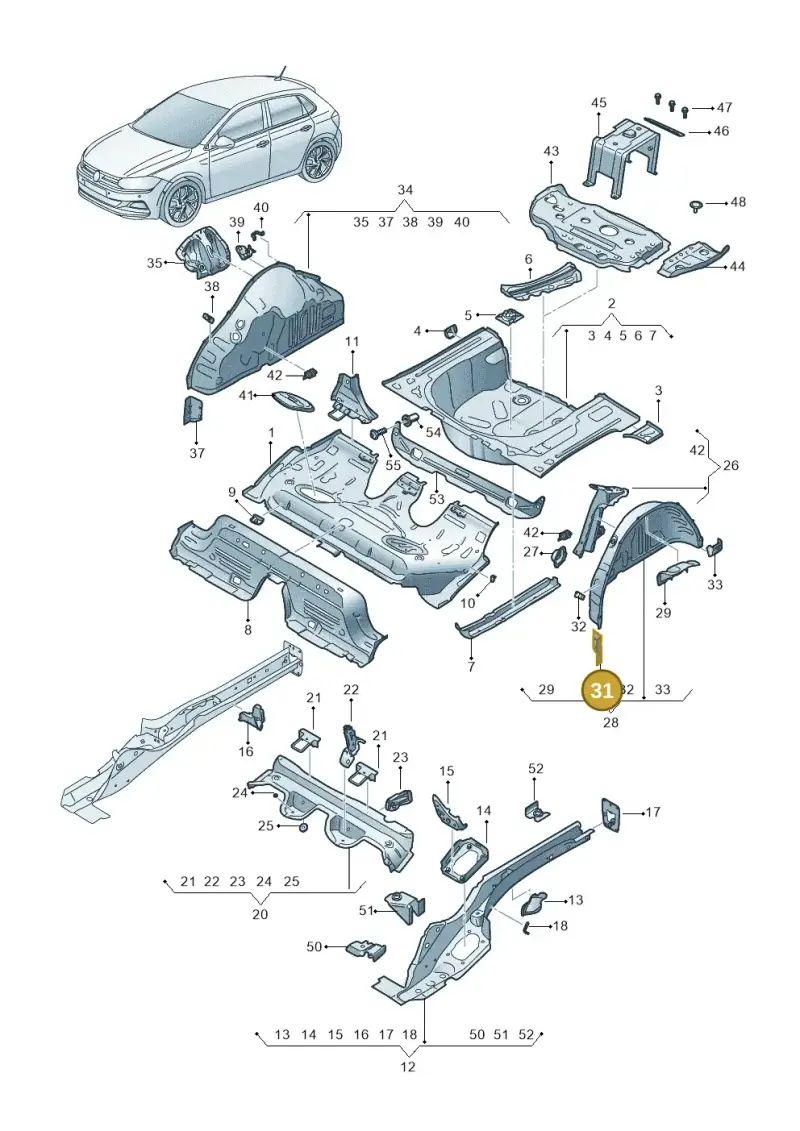 2Q0802397 — Volkswagen Polo 1.0 BlueMotion (2017-2024) diagram 837803100, position 31