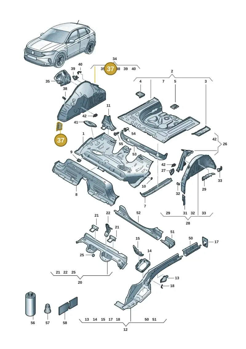 2Q0802398 — Volkswagen Taigo (2021-2024) diagram 2f0803400, position 37