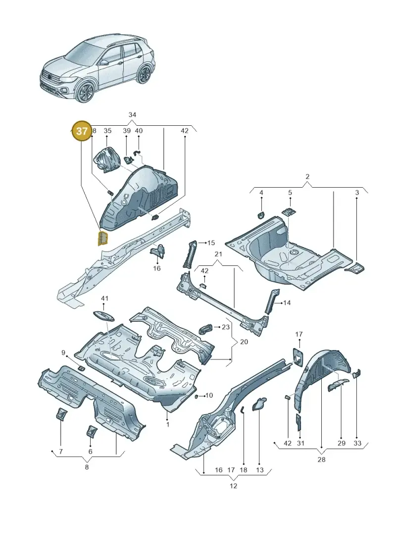 2Q0802398 — Volkswagen T-Cross 1,0 (2018-2024) diagram 587803010, position 37