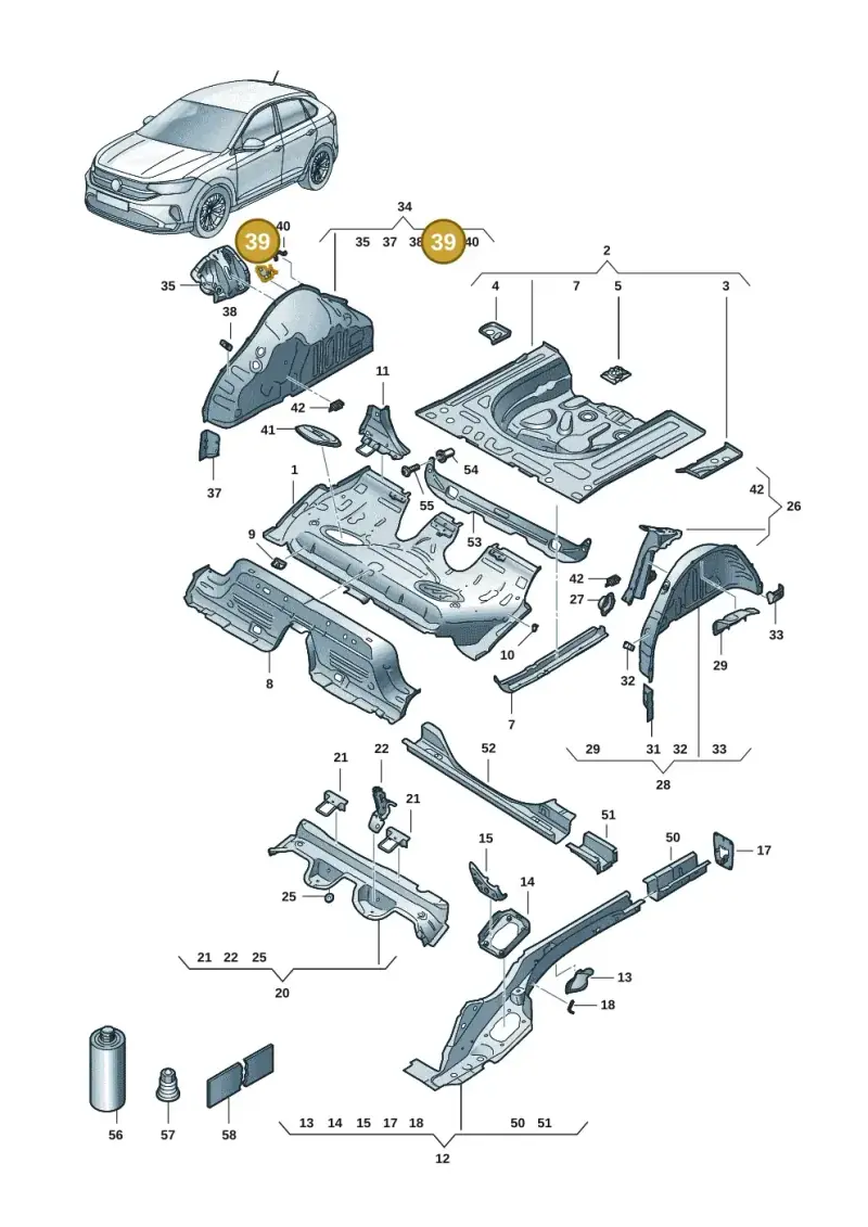 2Q0803262 — Volkswagen Taigo (2021-2024) diagram 2f0803400, position 39