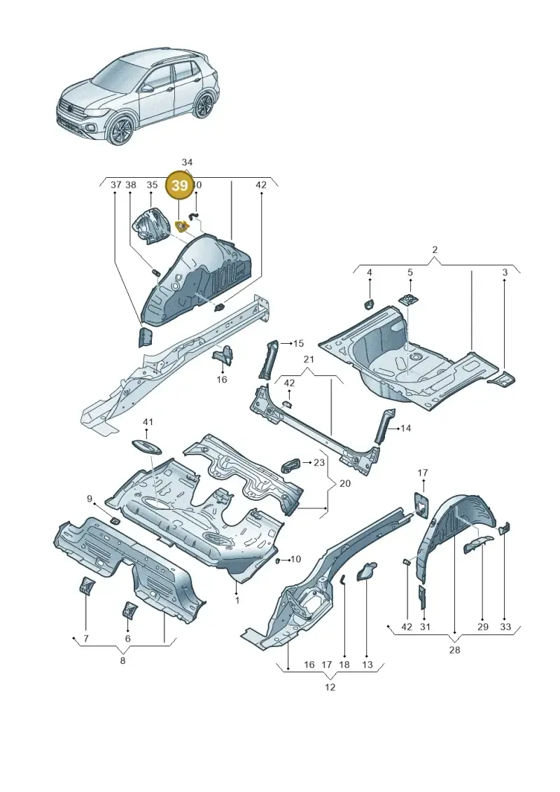 2Q0803262 — Volkswagen T-Cross 1,0 (2018-2024) diagram 587803010, position 39