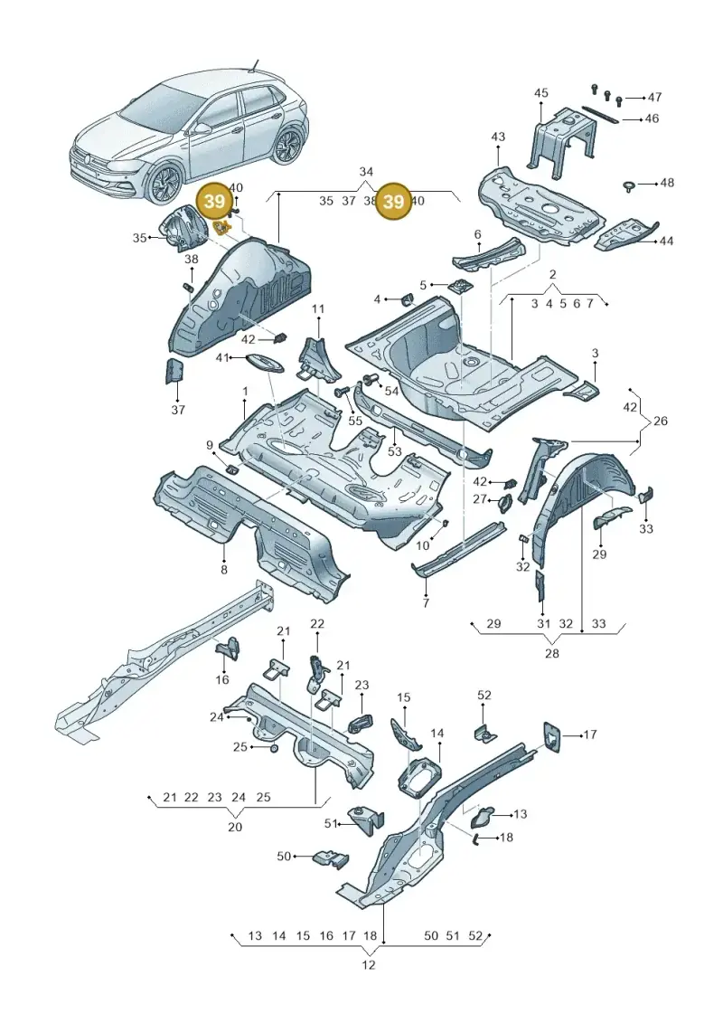 2Q0803262 — Volkswagen Polo 1.0 BlueMotion (2017-2024) diagram 837803100, position 39