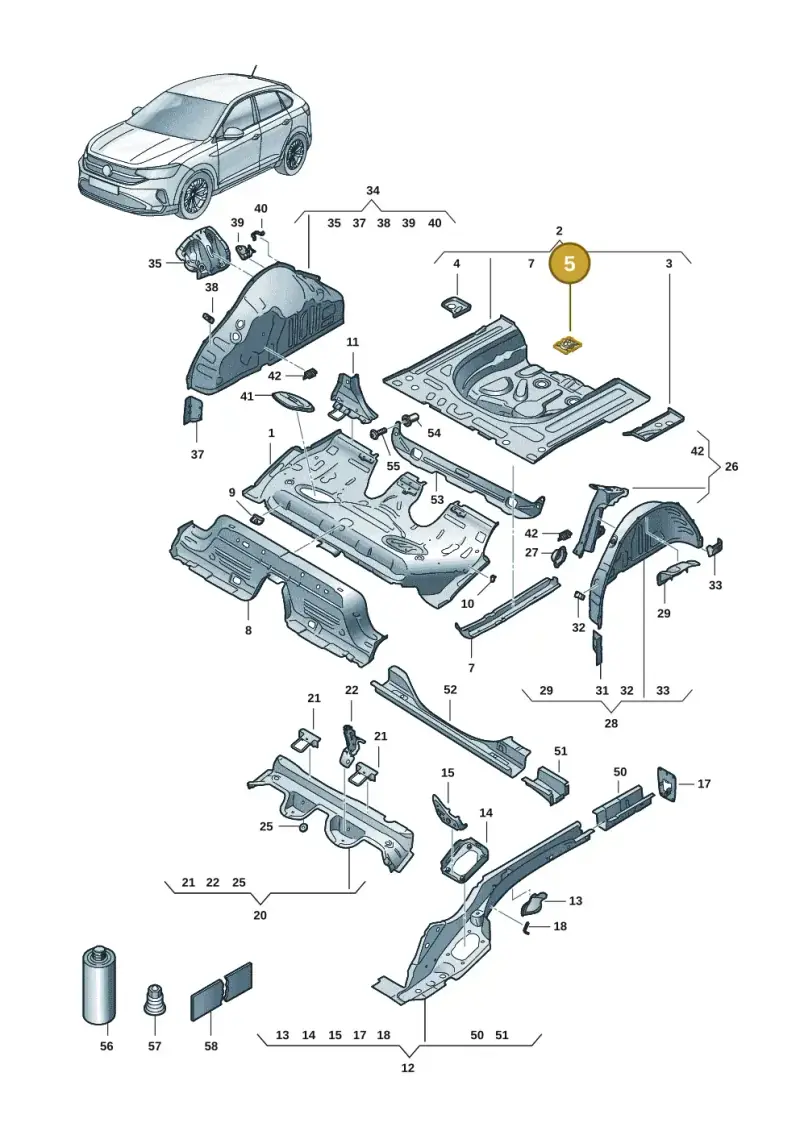 2Q0803274A — Volkswagen Taigo (2021-2024) diagram 2f0803400, position 5