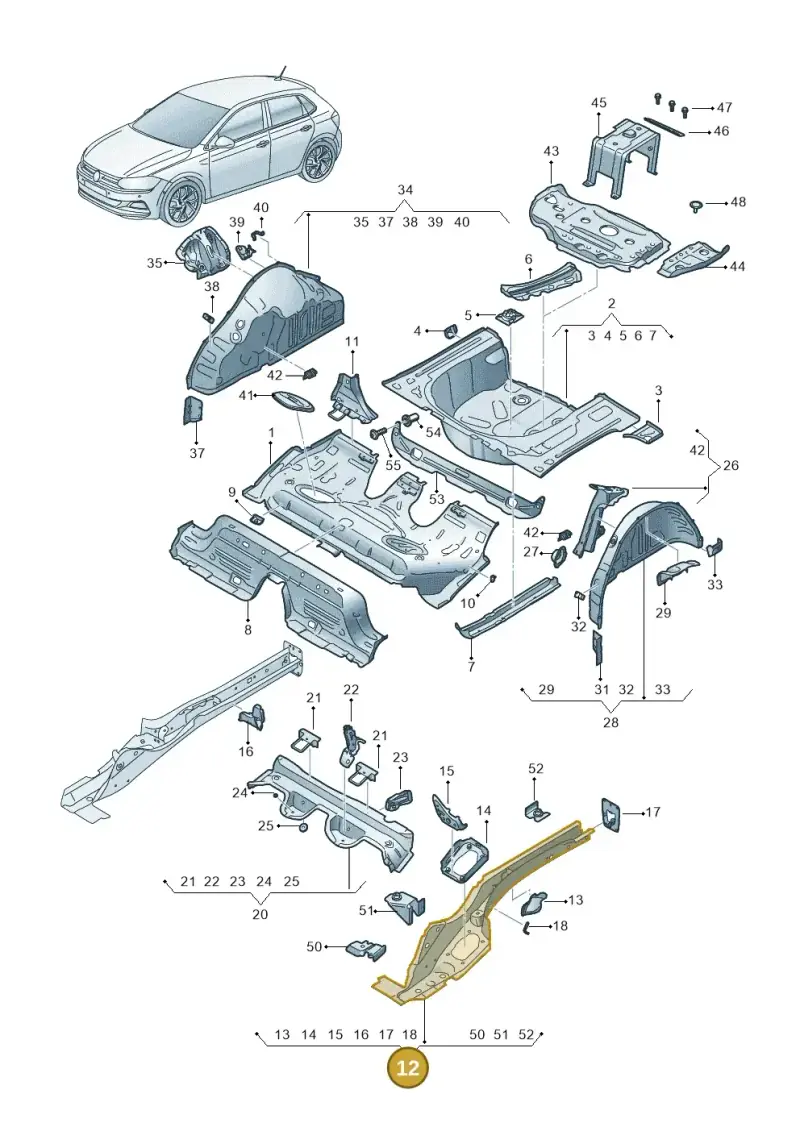 2Q0803501 — Volkswagen Polo 1.0 BlueMotion (2017-2024) diagram 837803100, position 12