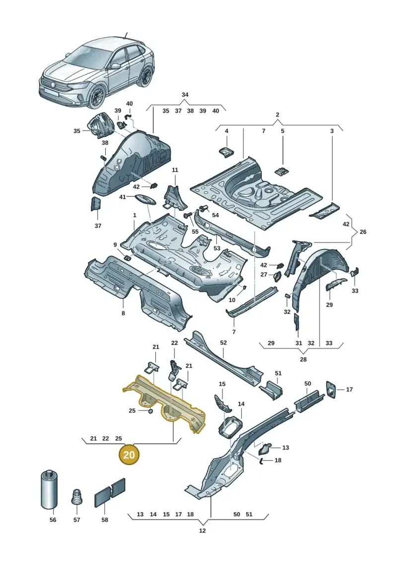 2Q0803531A — Volkswagen Taigo (2021-2024) diagram 2f0803400, position 20