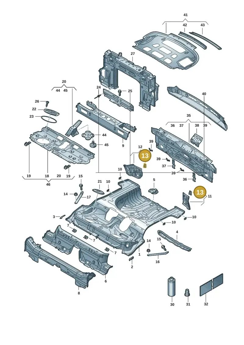 2Q0803849 — Volkswagen T-Roc convertible 1.5 (2019-2024) diagram 2gk803020, position 13