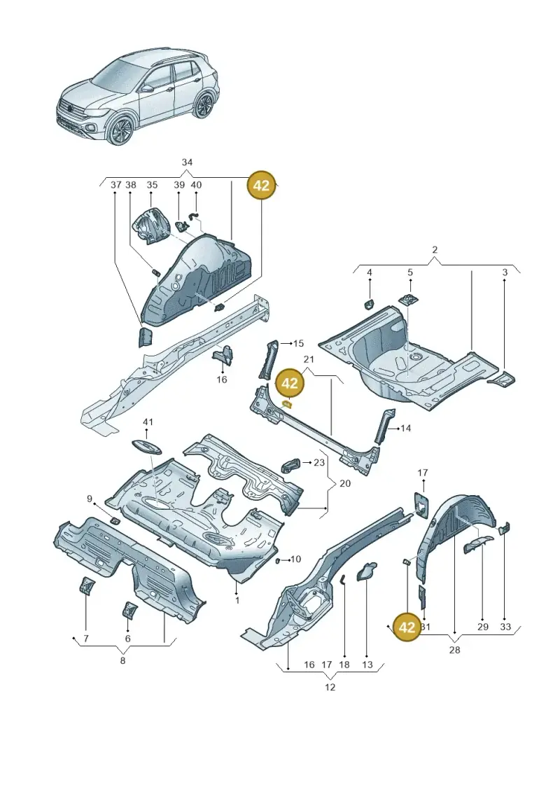 2Q0803849 — Volkswagen T-Cross 1,0 (2018-2024) diagram 587803010, position 42