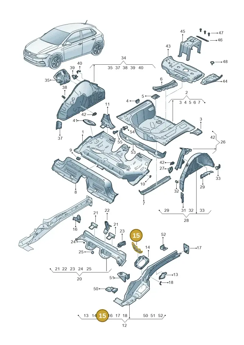 2Q0804141 — Volkswagen Polo 1.0 BlueMotion (2017-2024) diagram 837803100, position 15