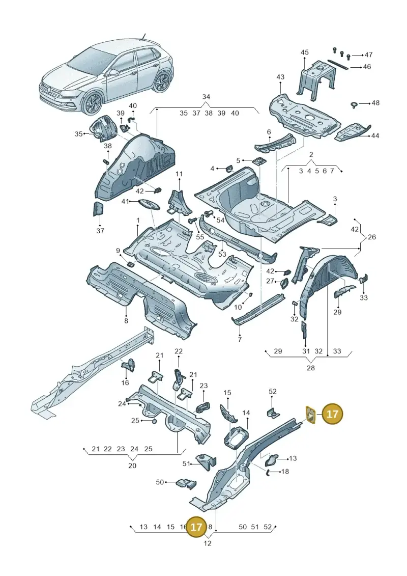 2Q0804473 — Volkswagen Polo 1.0 BlueMotion (2017-2024) diagram 837803100, position 17