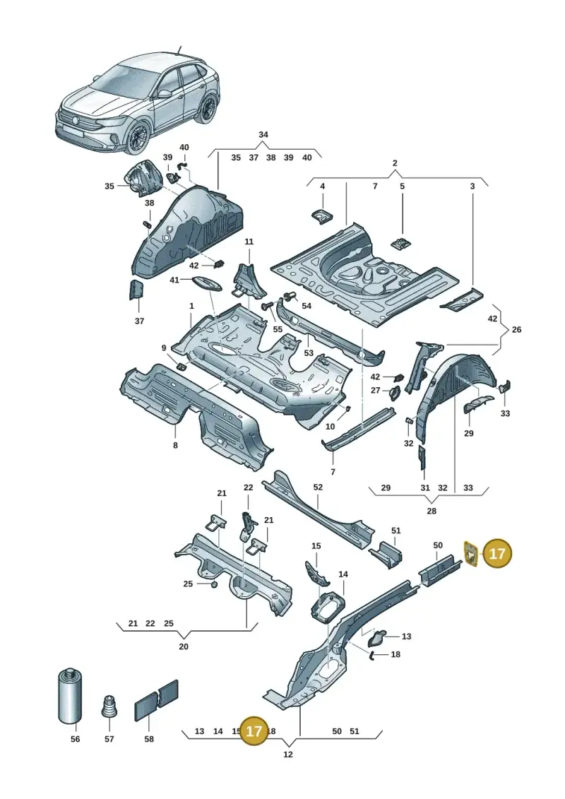 2Q0804474 — Volkswagen Taigo (2021-2024) diagram 2f0803400, position 17