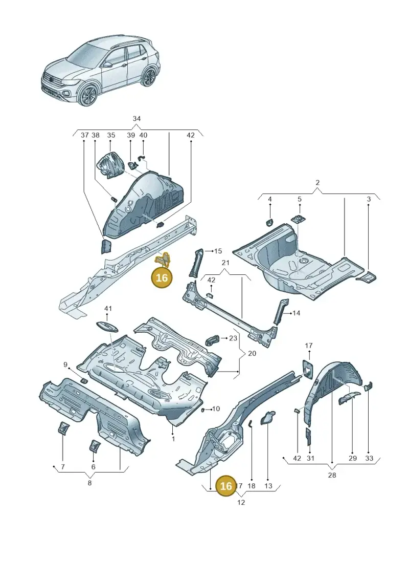 2Q0804796 — Volkswagen T-Cross 1,0 (2018-2024) diagram 587803010, position 16