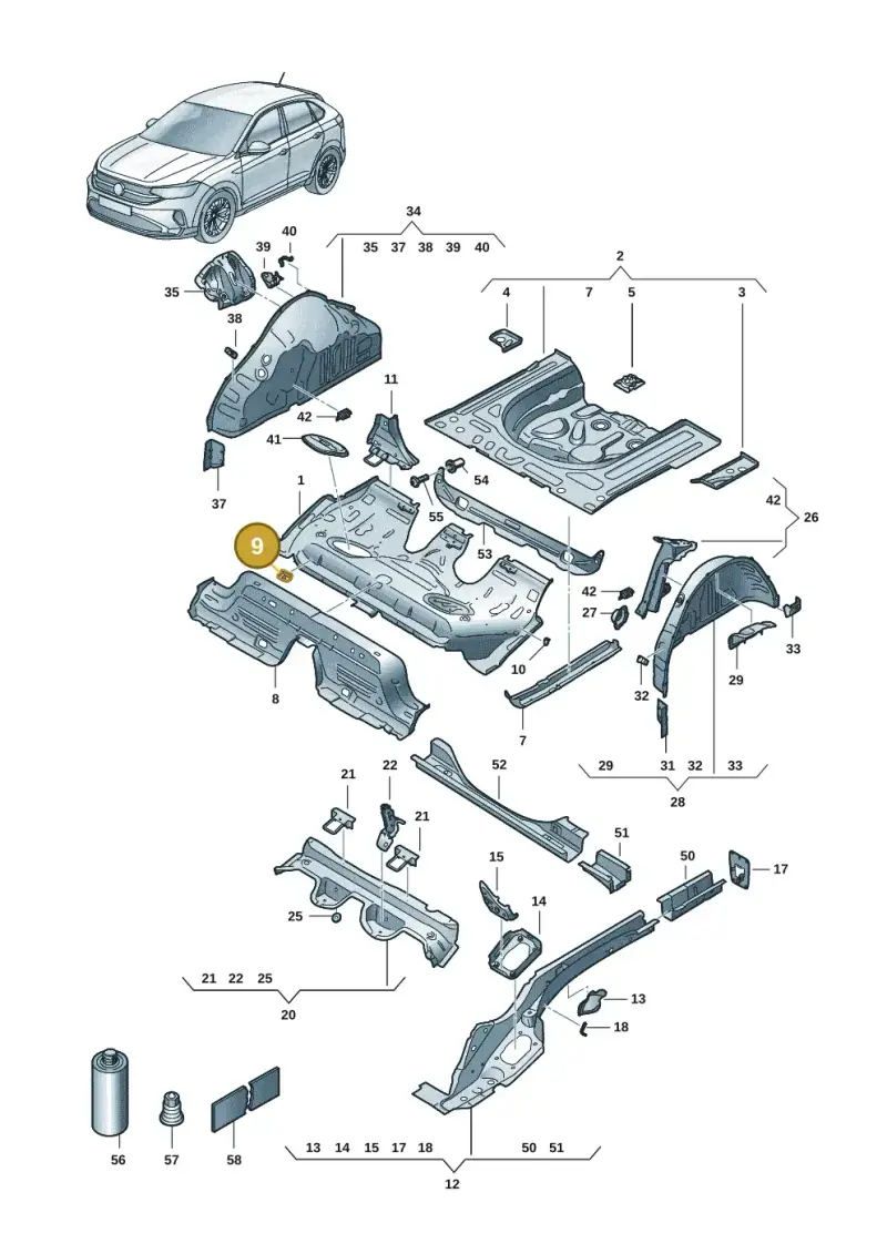 2Q0804866 — Volkswagen Taigo (2021-2024) diagram 2f0803400, position 9