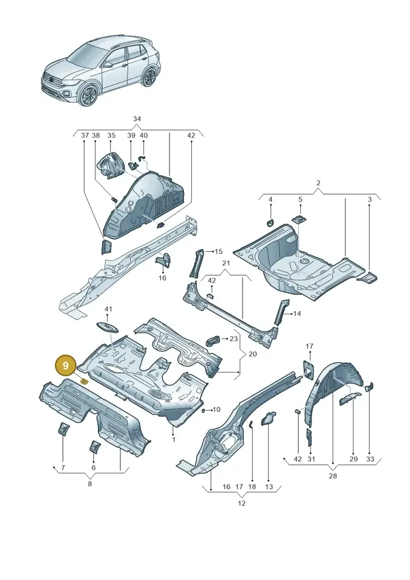 2Q0804866 — Volkswagen T-Cross 1,0 (2018-2024) diagram 587803010, position 9