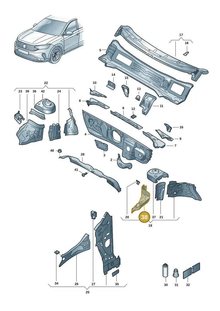 2Q0805159 — Volkswagen Taigo (2021-2024) diagram 2f0805200, position 38
