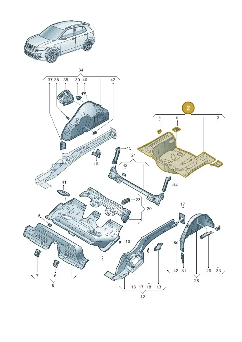 2Q0813114G — Volkswagen T-Cross 1,0 (2018-2024) diagram 587803010, position 2