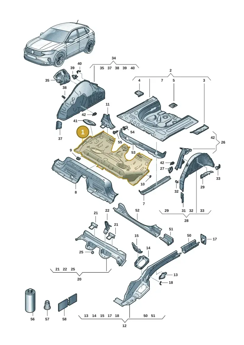 2Q0813115C — Volkswagen Taigo (2021-2024) diagram 2f0803400, position 1