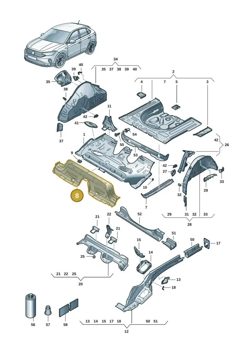 2Q0813146 — Volkswagen Taigo (2021-2024) diagram 2f0803400, position 8