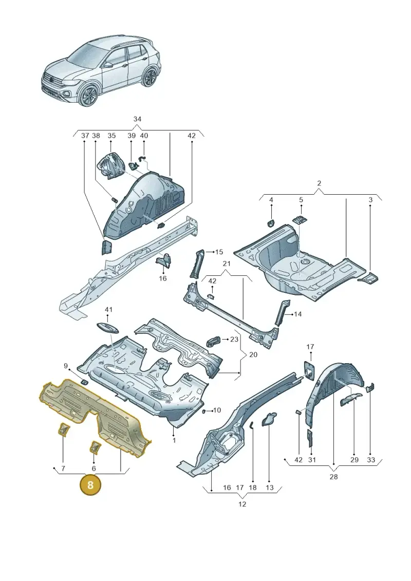 2Q0813146 — Volkswagen T-Cross 1,0 (2018-2024) diagram 587803010, position 8