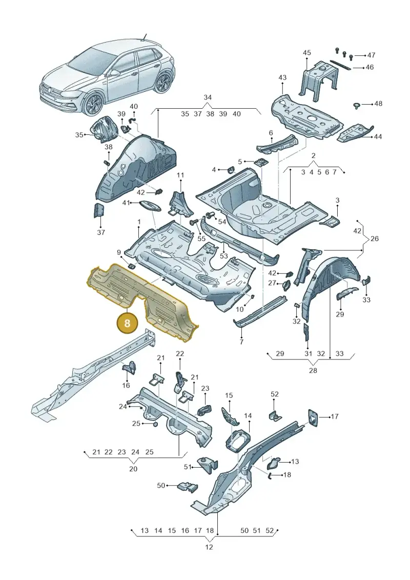 2Q0813146 — Volkswagen Polo 1.0 BlueMotion (2017-2024) diagram 837803100, position 8