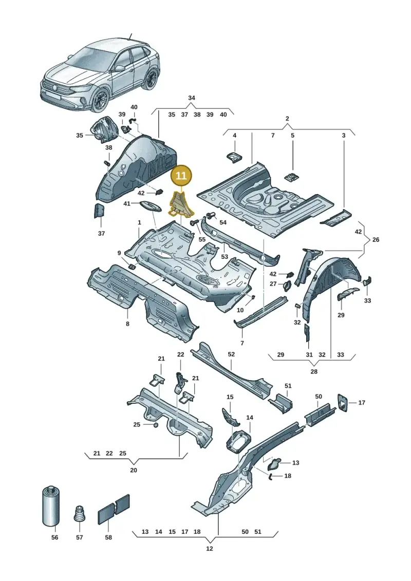2Q0813174 — Volkswagen Taigo (2021-2024) diagram 2f0803400, position 11