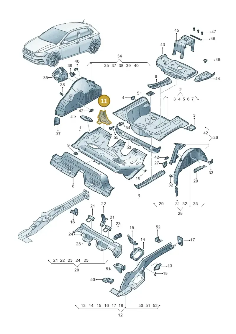 2Q0813174 — Volkswagen Polo 1.0 BlueMotion (2017-2024) diagram 837803100, position 11