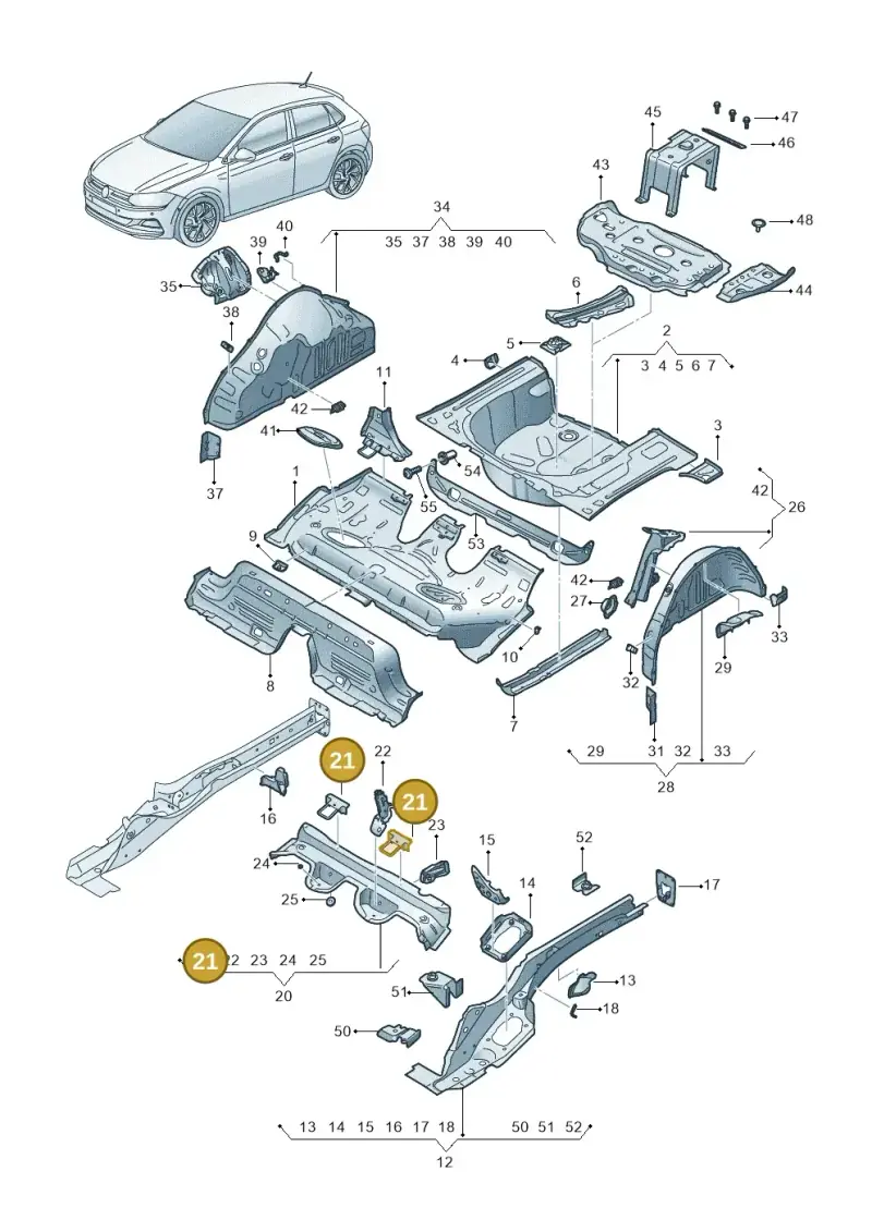 2Q0813545 — Volkswagen Polo 1.0 BlueMotion (2017-2024) diagram 837803100, position 21