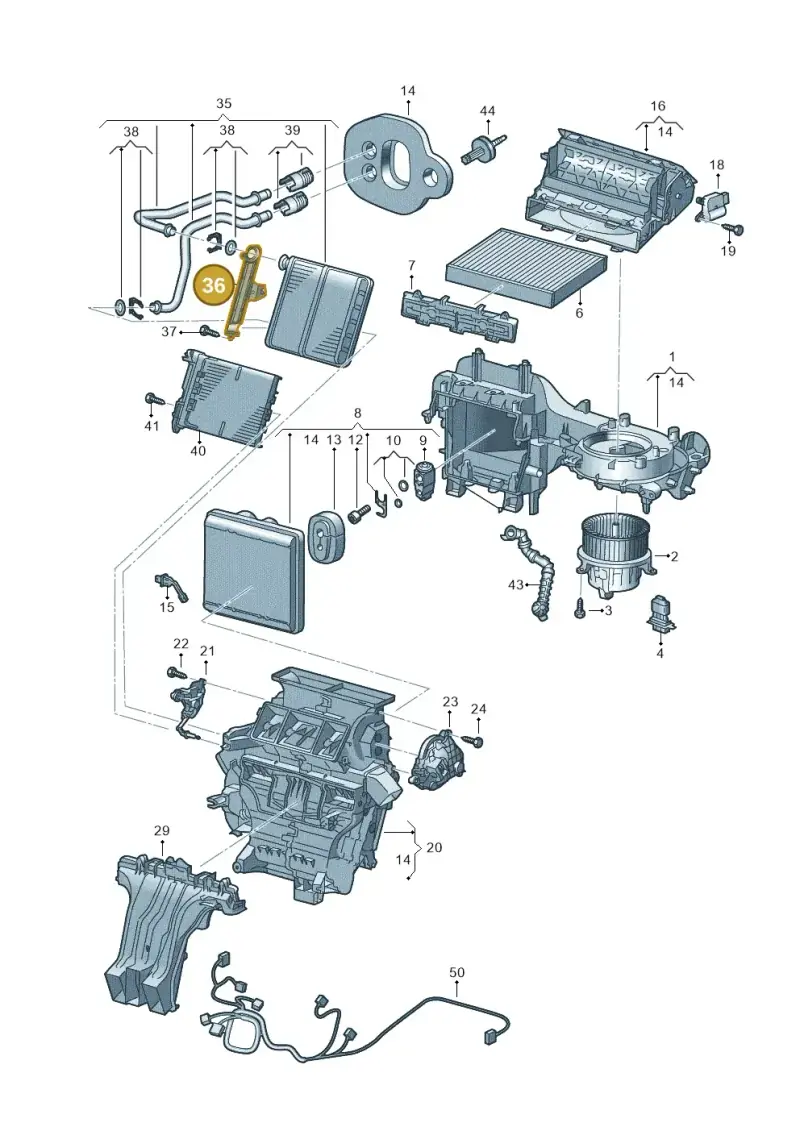 2Q0819422B — Volkswagen T-Cross 1,0 (2018-2024) diagram 587820100, position 36