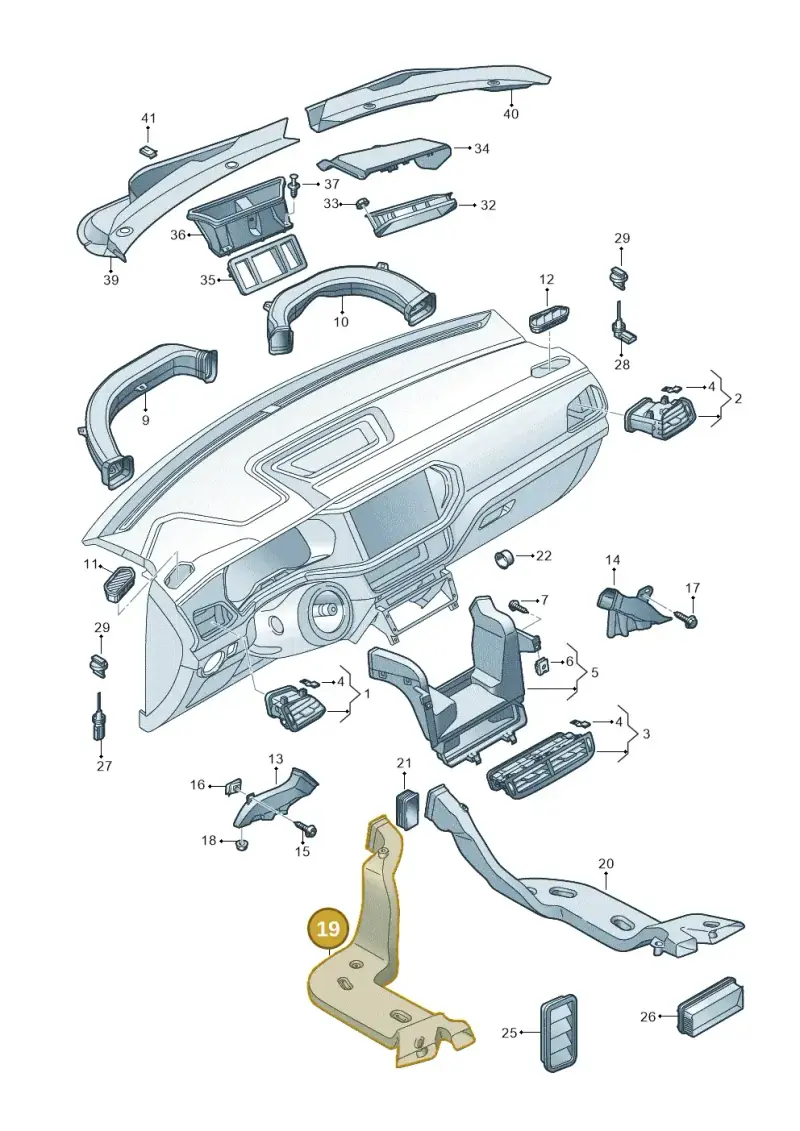 2Q0819805 — Volkswagen T-Cross 1,0 (2018-2024) diagram 587819300, position 19