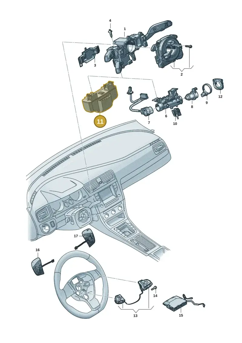 2Q0905861A — Volkswagen Taigo (2021-2025) diagram 2f0953500, position 11