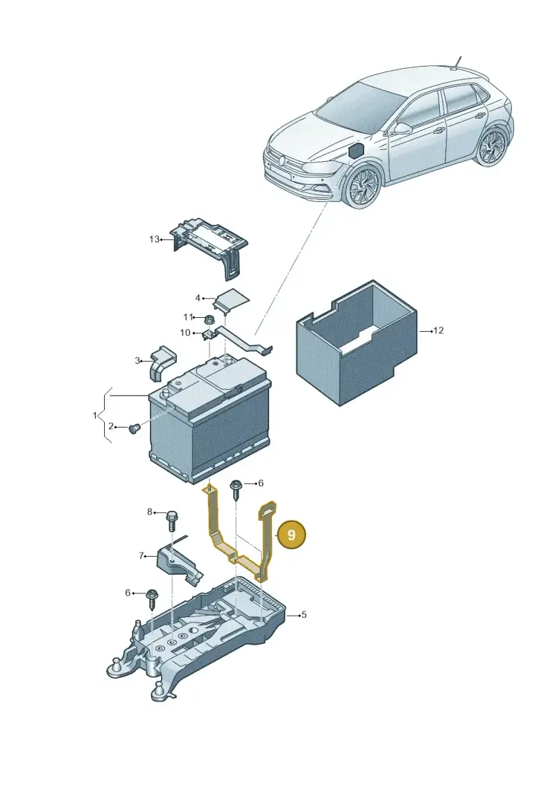 2Q0915343A — Volkswagen Polo (2017-2025) diagram 837915000, position 9