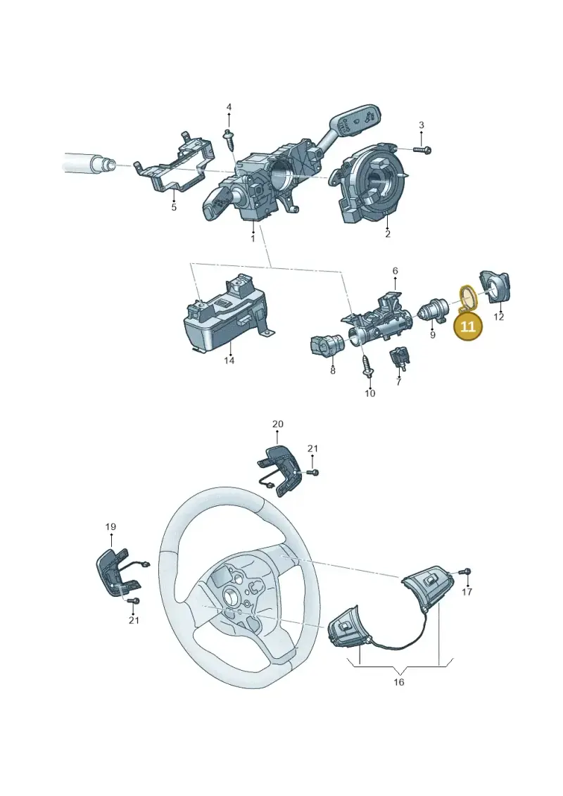 2Q0953254 — Volkswagen Polo 1.0 BlueMotion (2017-2024) diagram 837953500, position 11