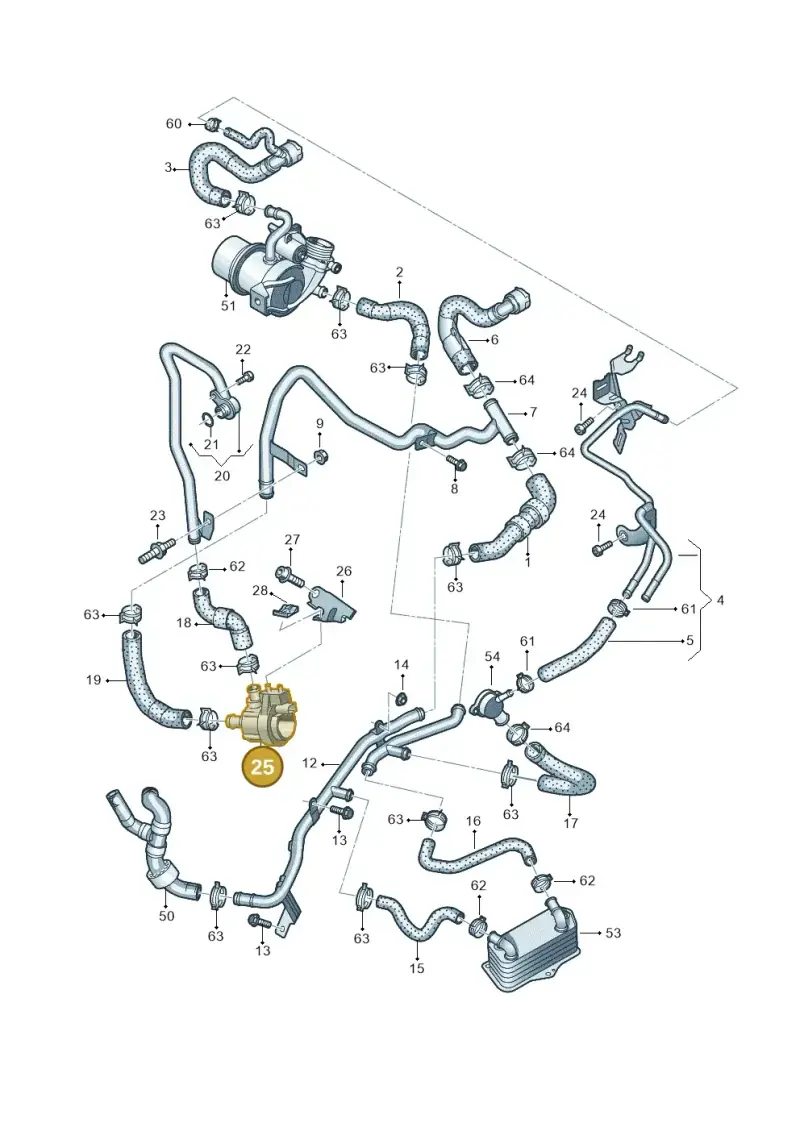 2Q0965567A — Volkswagen Golf 2.0 BlueMotion (2019-2024) diagram 745121590, position 25
