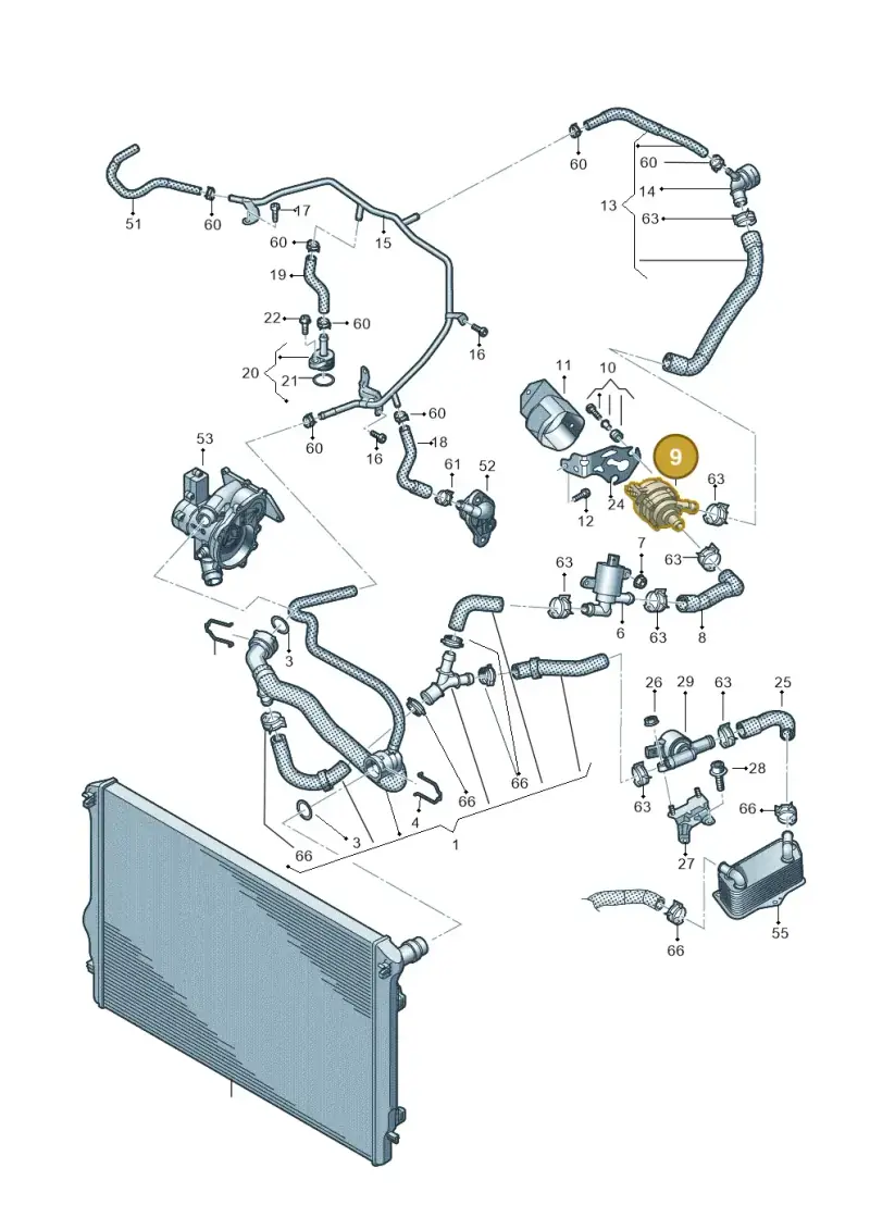 2Q0965567B — Volkswagen Polo 1.0 BlueMotion (2017-2024) diagram 837121090, position 9