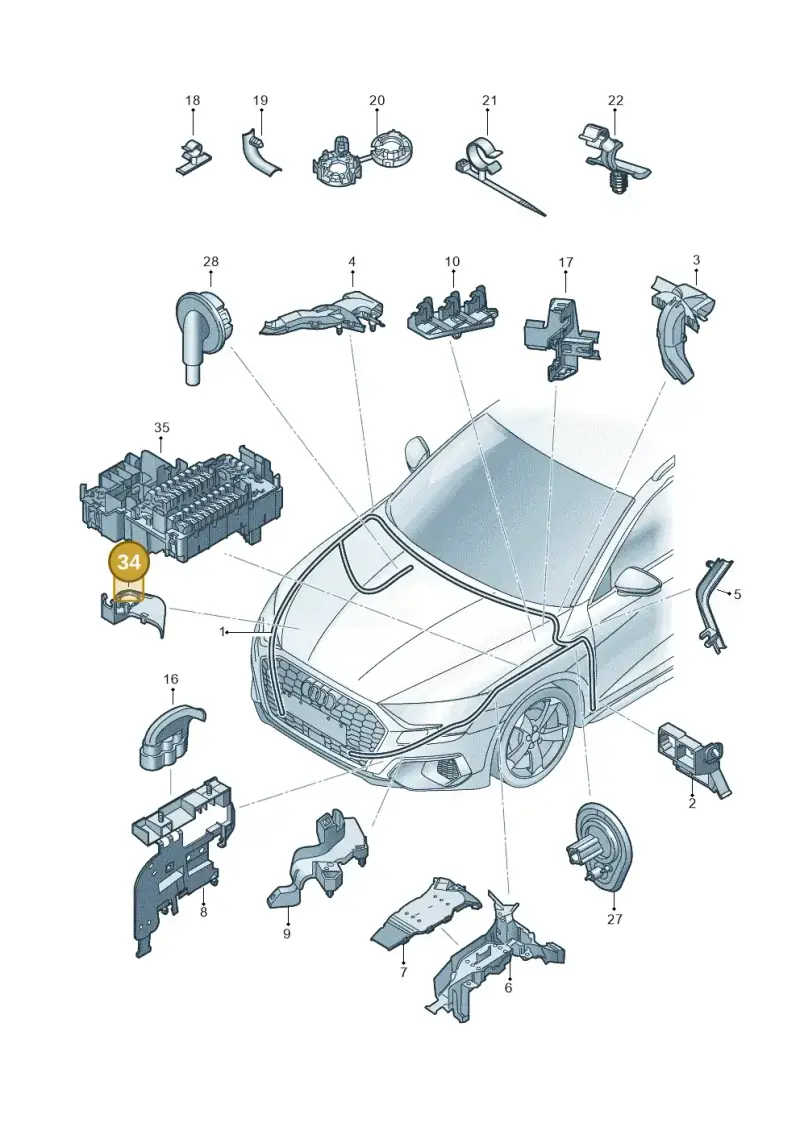 2Q0971457 — Audi A3 Sportback (2019-2025) diagram 596971850, position 34