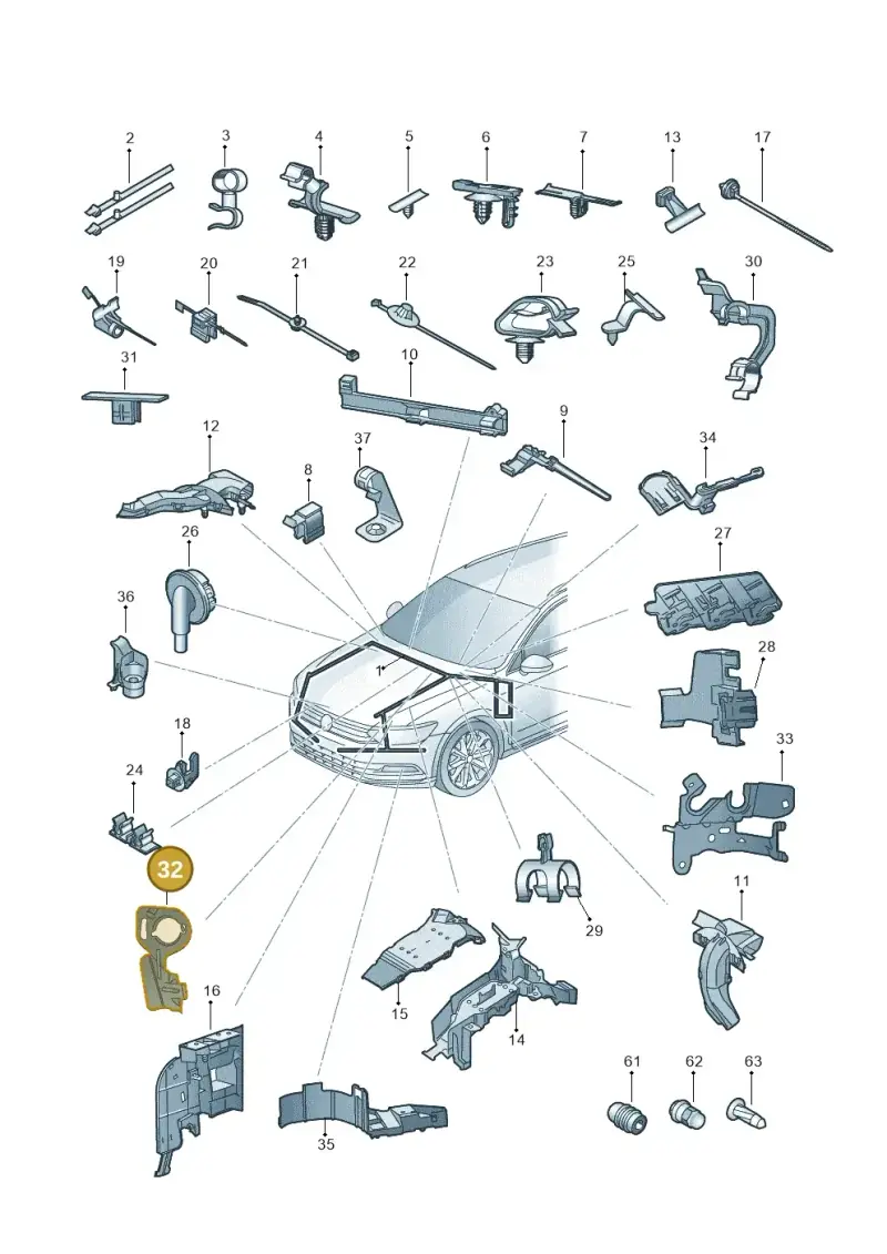 2Q0971457 — Volkswagen Passat Saloon (2014-2024) diagram 793971820, position 32
