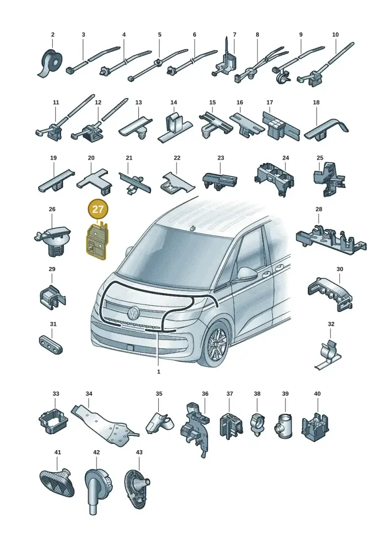 2Q0971457 — Volkswagen Multivan (2021-2025) diagram 7t0971801, position 27